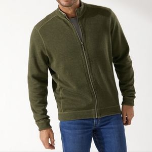 Mens Tommy Bahama Full Zip Reversible blue green Mock Neck Sweater